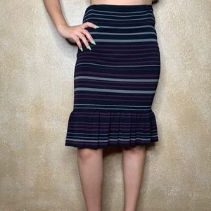 NEW Black Striped Skirt w/ Peplum Hem size M